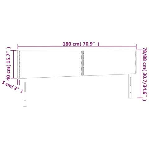 Zagłówek do łóżka z LED, czarny, 180x5x78/88 cm, sztuczna skóra