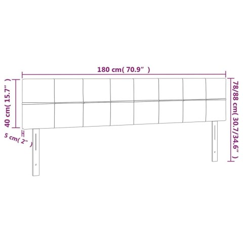 Zagłówek do łóżka z LED, jasnoszary, 180x5x78/88 cm, aksamit