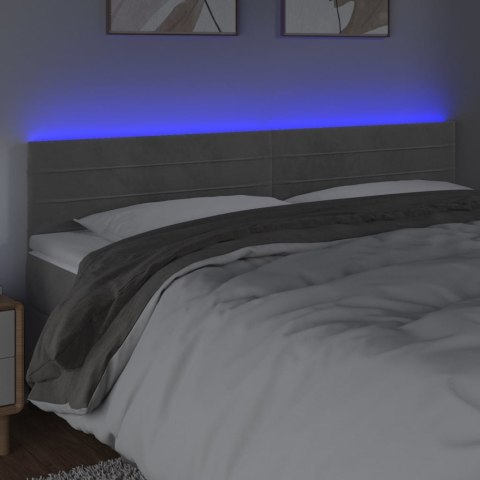 Zagłówek do łóżka z LED, jasnoszary, 180x5x78/88 cm, aksamit