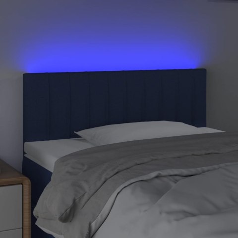 Zagłówek do łóżka z LED, niebieski, 90x5x78/88 cm, tkanina