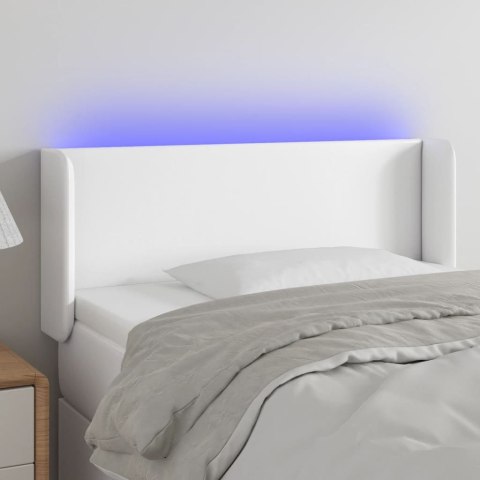 Zagłówek do łóżka z LED, biały, 103x16x78/88 cm, sztuczna skóra