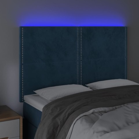 Zagłówek do łóżka z LED ciemnoniebieski, 144x5x118/128 cm