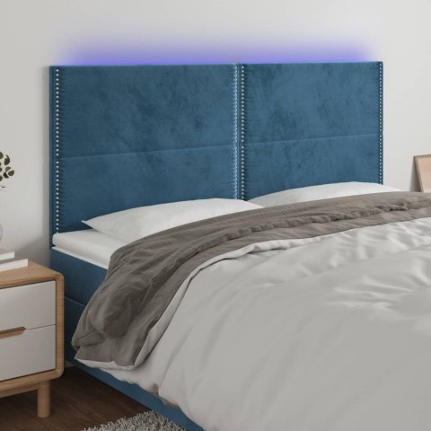Zagłówek do łóżka z LED, ciemnoniebieski, 180x5x118/128 cm