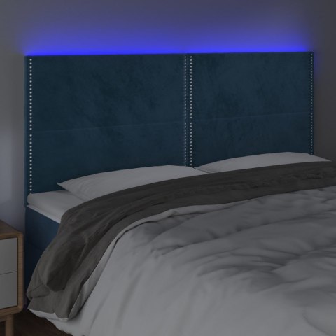 Zagłówek do łóżka z LED, ciemnoniebieski, 180x5x118/128 cm