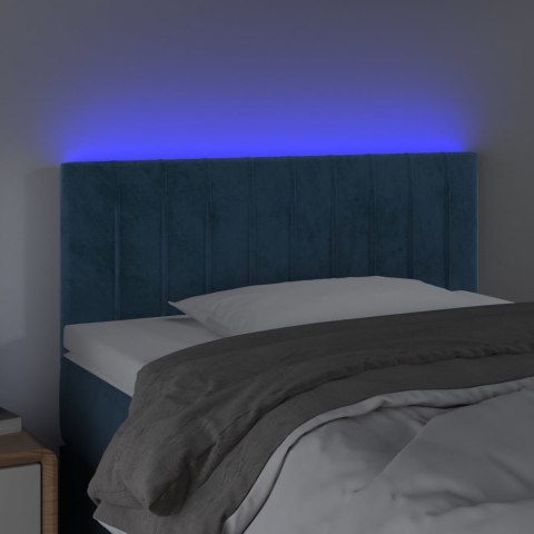 Zagłówek do łóżka z LED, ciemnoniebieski, 90x5x78/88cm, aksamit