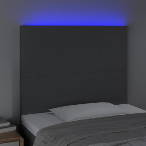 Zagłówek do łóżka z LED, ciemnoszary, 100x5x118/128 cm, tkanina