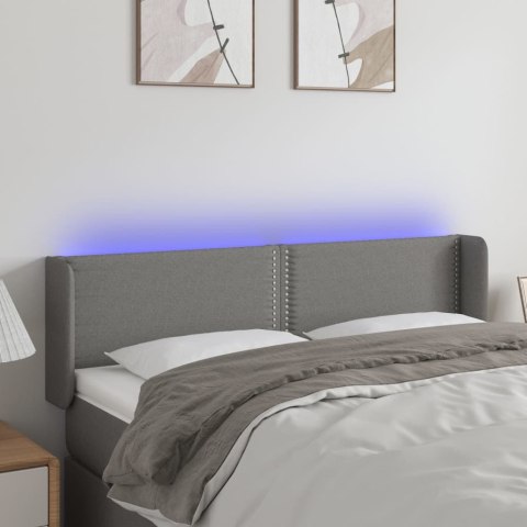 Zagłówek do łóżka z LED, ciemnoszary, 147x16x78/88 cm, tkanina