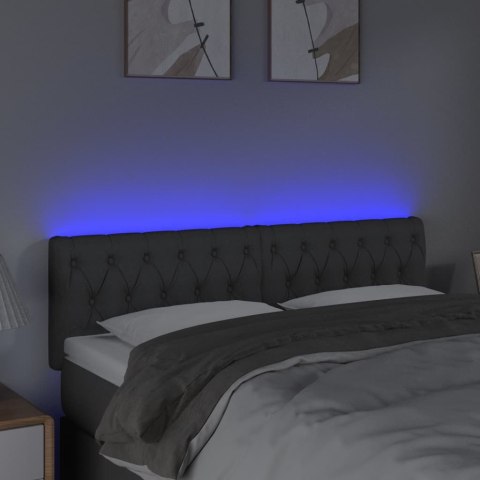 Zagłówek do łóżka z LED, ciemnoszary, 160x7x78/88 cm, tkanina