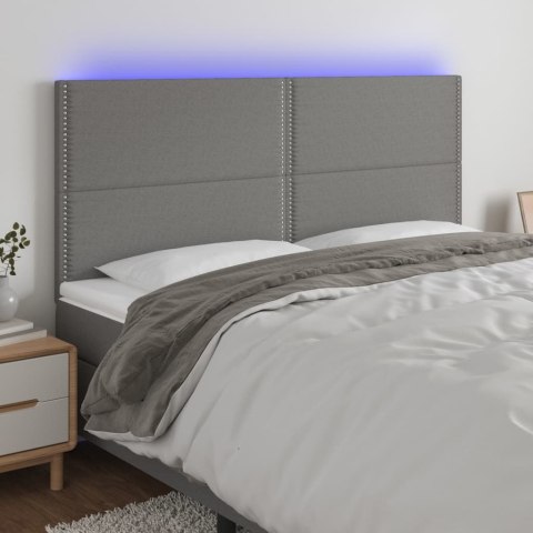 Zagłówek do łóżka z LED, ciemnoszary, 180x5x118/128 cm, tkanina