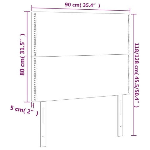 Zagłówek do łóżka z LED, ciemnoszary, 90x5x118/128 cm, tkanina