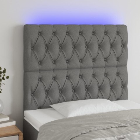 Zagłówek do łóżka z LED, ciemnoszary, 90x7x118/128 cm, tkanina