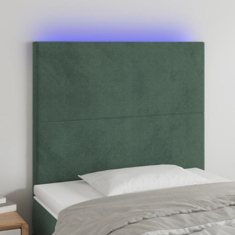Zagłówek do łóżka z LED, ciemnozielony, 100x5x118/128 cm