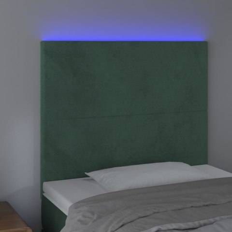 Zagłówek do łóżka z LED, ciemnozielony, 100x5x118/128 cm
