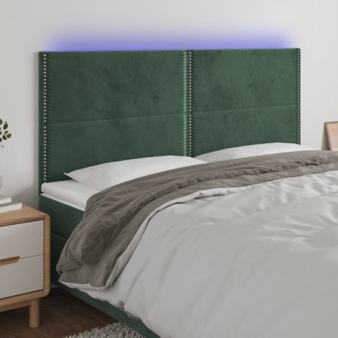 Zagłówek do łóżka z LED, ciemnozielony, 160x5x118/128 cm