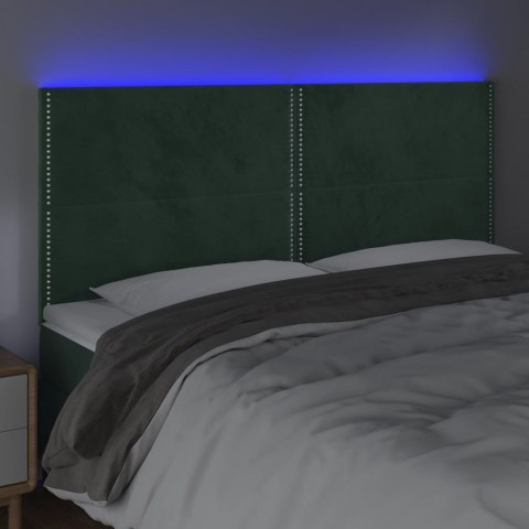 Zagłówek do łóżka z LED, ciemnozielony, 160x5x118/128 cm