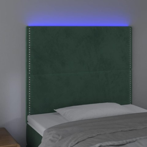 Zagłówek do łóżka z LED, ciemnozielony, 80x5x118/128cm, aksamit