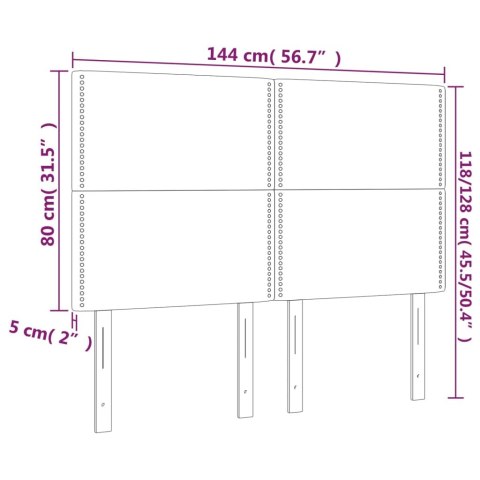 Zagłówek do łóżka z LED, czarny, 144x5x118/128 cm, tkanina