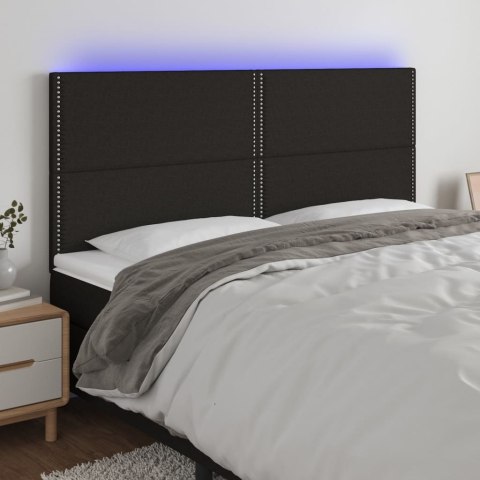 Zagłówek do łóżka z LED, czarny, 160x5x118/128 cm, tkanina