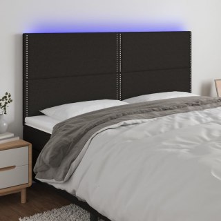 Zagłówek do łóżka z LED, czarny, 200x5x118/128 cm, tkanina