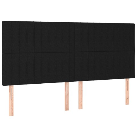 Zagłówek do łóżka z LED, czarny, 200x5x118/128 cm, tkanina