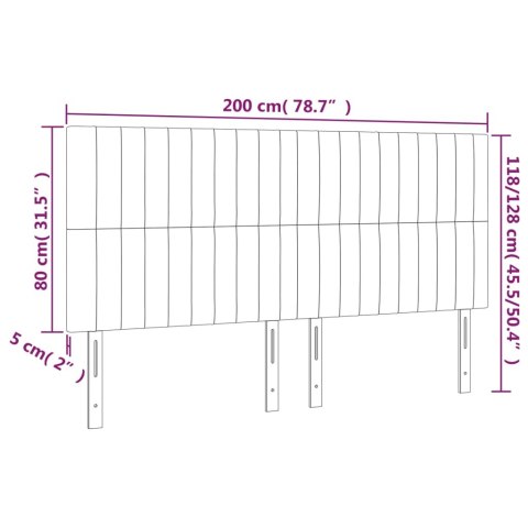 Zagłówek do łóżka z LED, czarny, 200x5x118/128 cm, tkanina