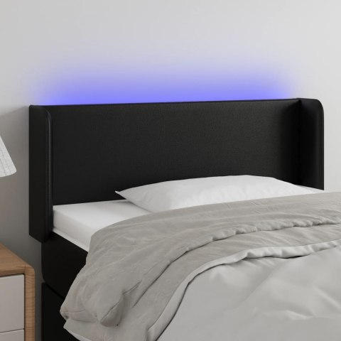 Zagłówek do łóżka z LED, czarny, 93x16x78/88 cm, sztuczna skóra