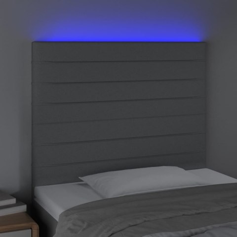 Zagłówek do łóżka z LED, jasnoszary, 100x5x118/128 cm, tkanina