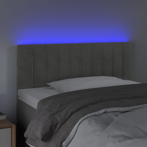 Zagłówek do łóżka z LED, jasnoszary, 100x5x78/88 cm, aksamit