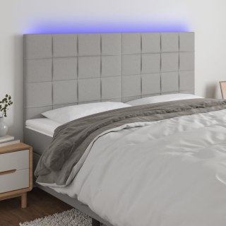 Zagłówek do łóżka z LED, jasnoszary, 160x5x118/128 cm, tkanina