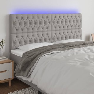 Zagłówek do łóżka z LED, jasnoszary, 180x7x118/128 cm, tkanina