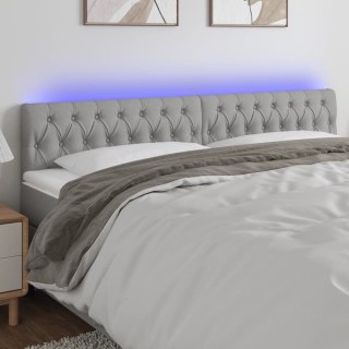 Zagłówek do łóżka z LED, jasnoszary, 180x7x78/88 cm, tkanina