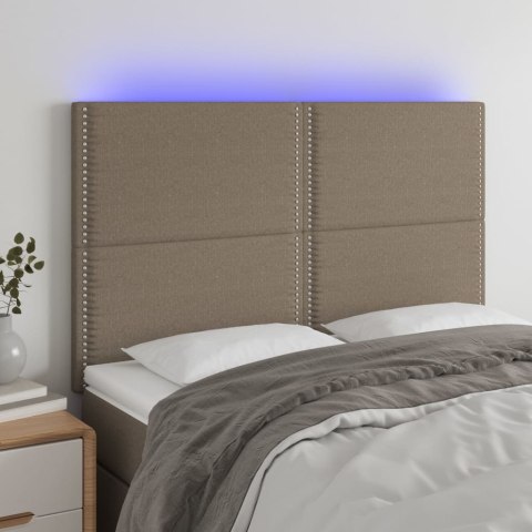 Zagłówek do łóżka z LED, taupe, 144x5x118/128 cm, tkanina