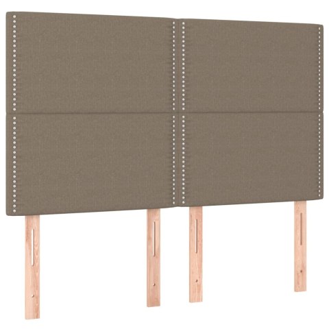 Zagłówek do łóżka z LED, taupe, 144x5x118/128 cm, tkanina