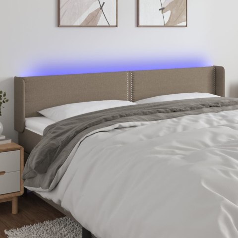 Zagłówek do łóżka z LED, taupe, 163x16x78/88 cm, tkanina