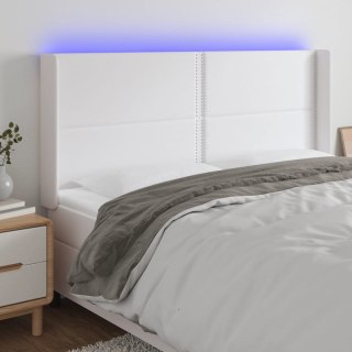 Zagłówek do łóżka z LED, biały, 183x16x118/128cm sztuczna skóra