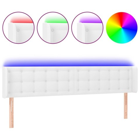 Zagłówek do łóżka z LED, biały, 183x16x78/88 cm, sztuczna skóra
