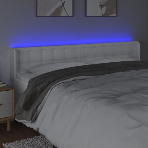 Zagłówek do łóżka z LED, biały, 183x16x78/88 cm, sztuczna skóra