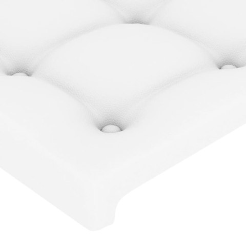 Zagłówek do łóżka z LED, biały, 203x16x78/88 cm, sztuczna skóra