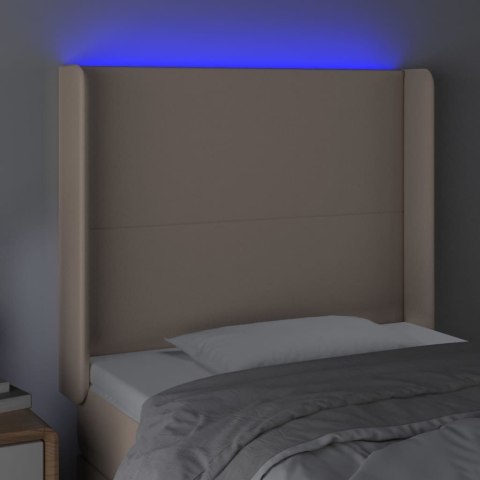 Zagłówek do łóżka z LED, cappuccino, 103x16x118/128cm, ekoskóra