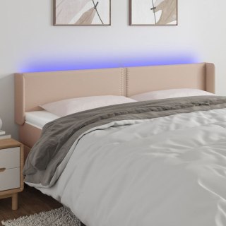 Zagłówek do łóżka z LED, cappuccino, 203x16x78/88 cm, ekoskóra