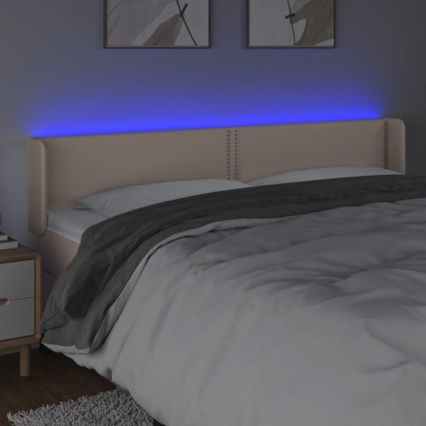 Zagłówek do łóżka z LED, cappuccino, 203x16x78/88 cm, ekoskóra