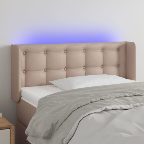 Zagłówek do łóżka z LED, cappuccino, 83x16x78/88 cm, ekoskóra