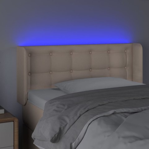 Zagłówek do łóżka z LED, cappuccino, 83x16x78/88 cm, ekoskóra