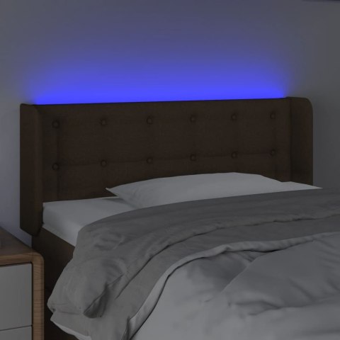 Zagłówek do łóżka z LED, ciemnobrązowy, 103x16x78/88cm, tkanina