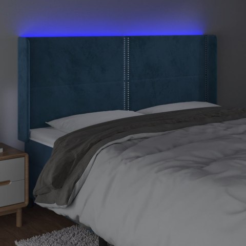 Zagłówek do łóżka z LED ciemnoniebieski, 203x16x118/128 cm