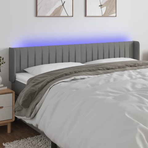 Zagłówek do łóżka z LED, ciemnoszary, 203x16x78/88 cm, tkanina