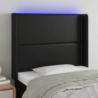Zagłówek do łóżka z LED, czarny 103x16x118/128cm sztuczna skóra