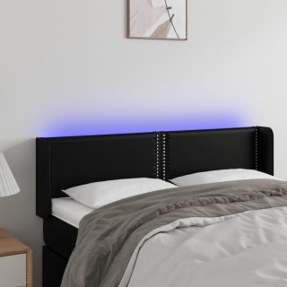 Zagłówek do łóżka z LED, czarny, 147x16x78/88cm, sztuczna skóra