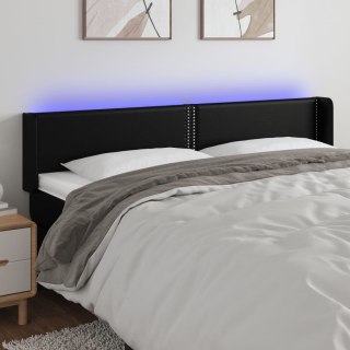Zagłówek do łóżka z LED, czarny, 163x16x78/88cm, sztuczna skóra