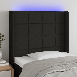 Zagłówek do łóżka z LED, czarny, 83x16x118/128 cm, tkanina